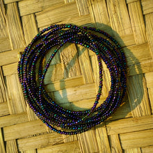 Load image into Gallery viewer, hand made african waits beads dark purple and green metallic
