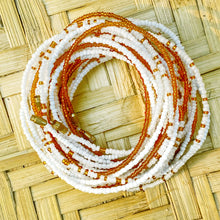 Load image into Gallery viewer, hand made african waits beads in white and gold
