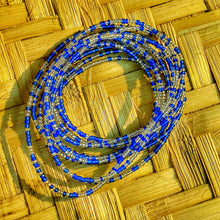 Load image into Gallery viewer, clear white and blue hand made african waist beads
