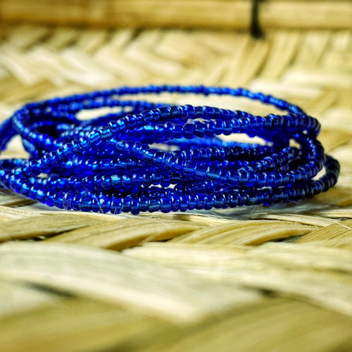 hand made african waits beads in royal blue