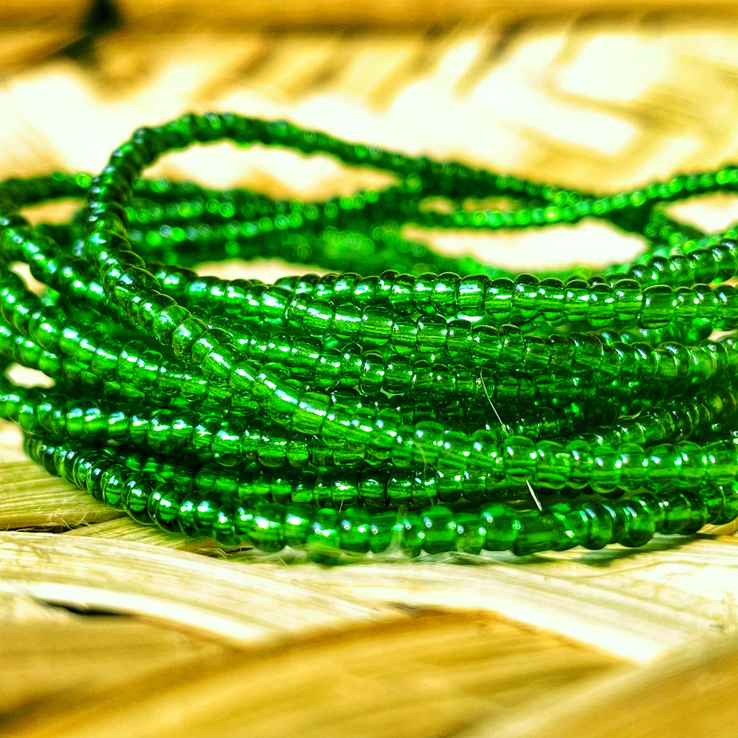 handmade african waist beads in forest green