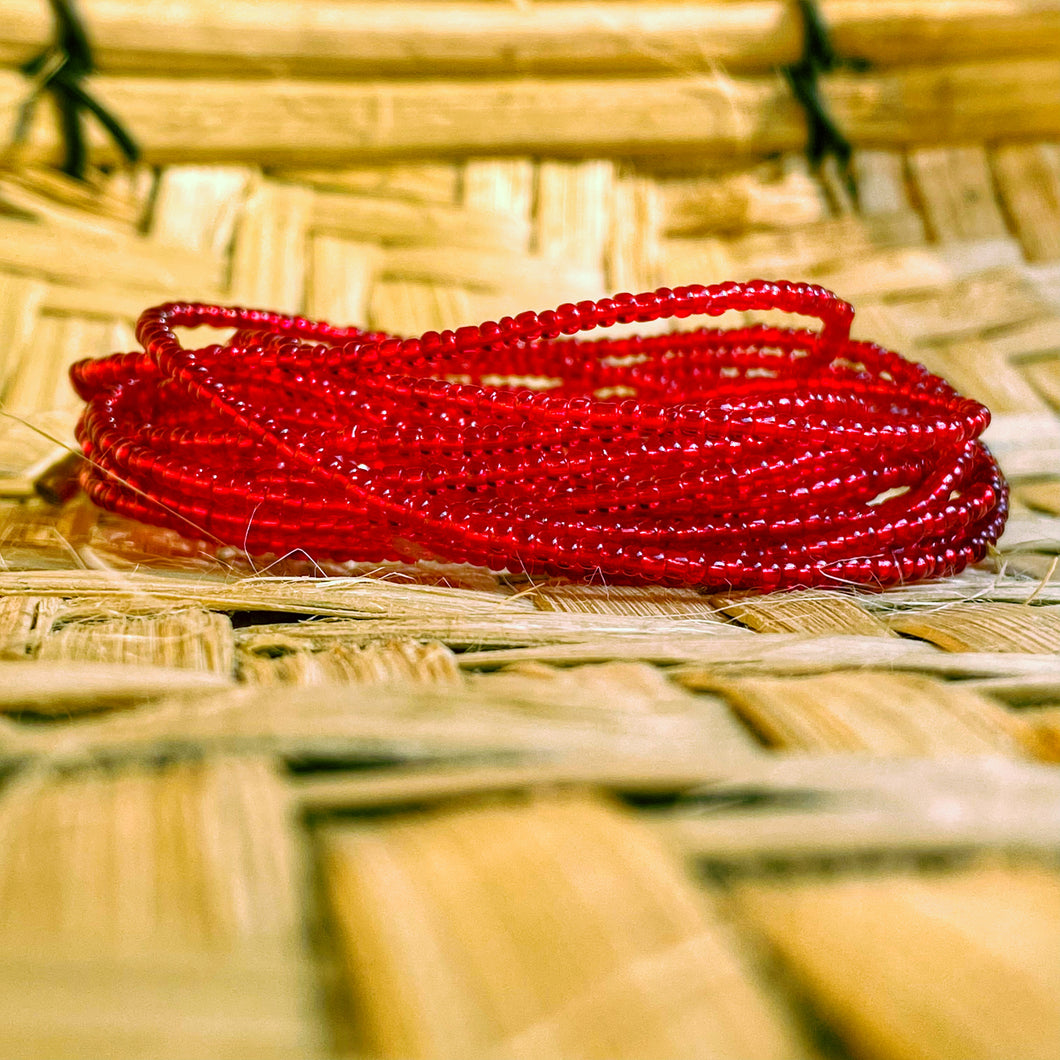 hand made african waist beads red