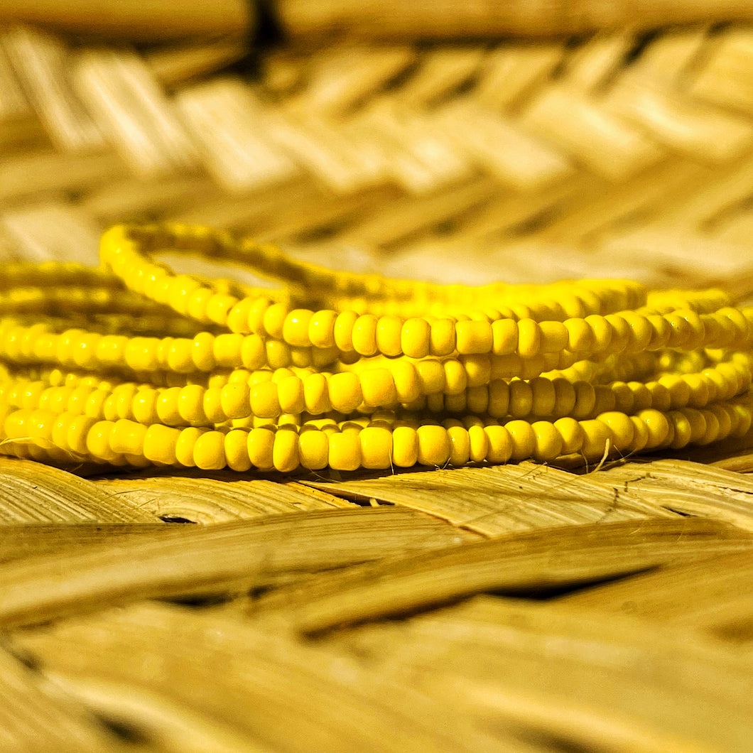 hand made african waist beads in yellow