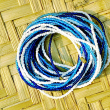 Load image into Gallery viewer, hand made african waits beads in shote, light blue and royal blue
