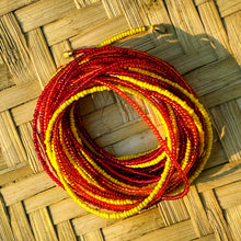 Load image into Gallery viewer, handmade african waist beads in red, yellow and orange
